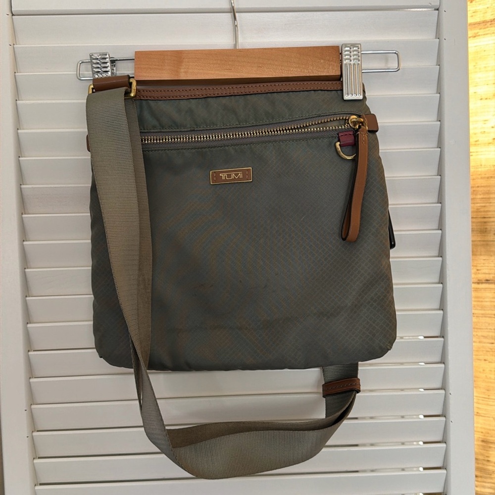Tumi cross body grey bag